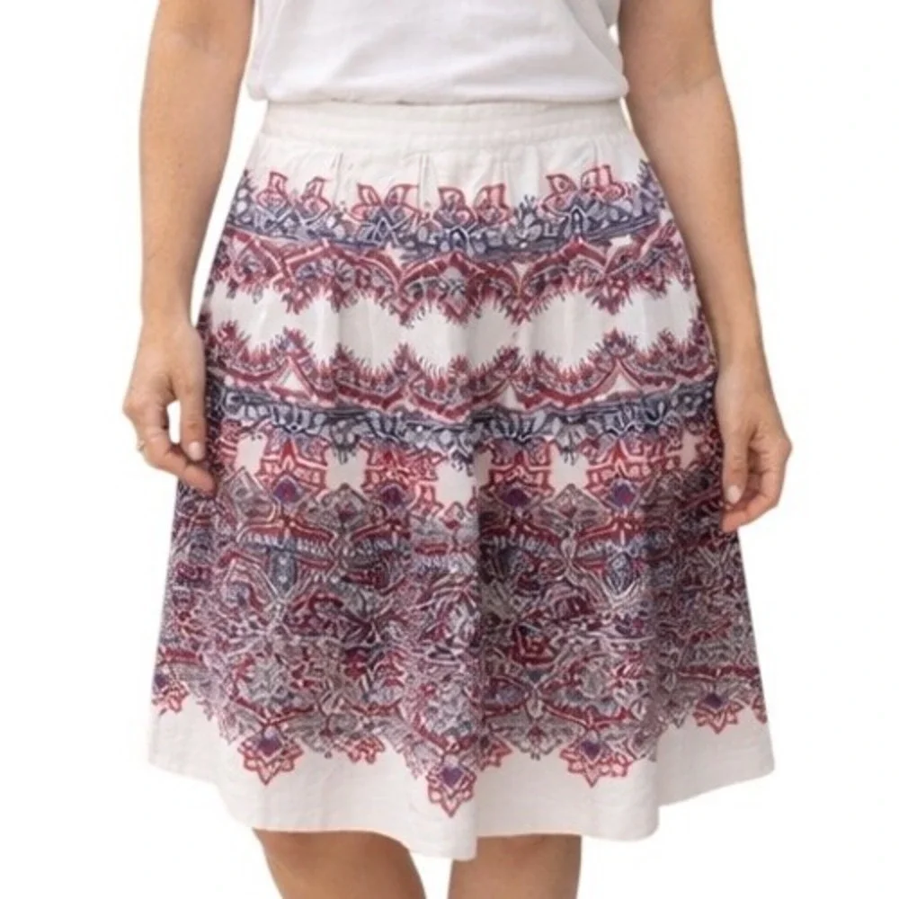 Talbots Petite Women's Floral Print A-Line Pleated Midi Skirt Size‎ 4P Boho